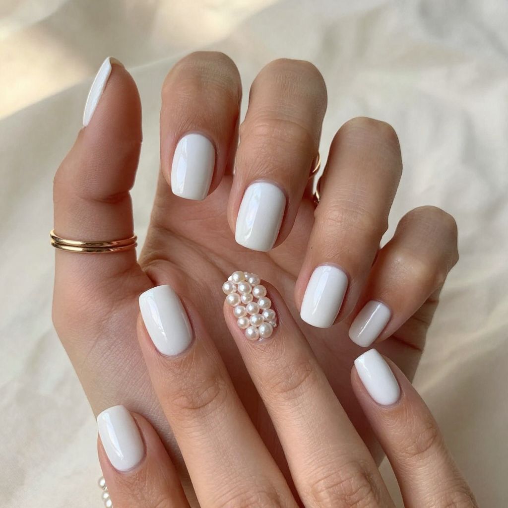 Short white nail design 7