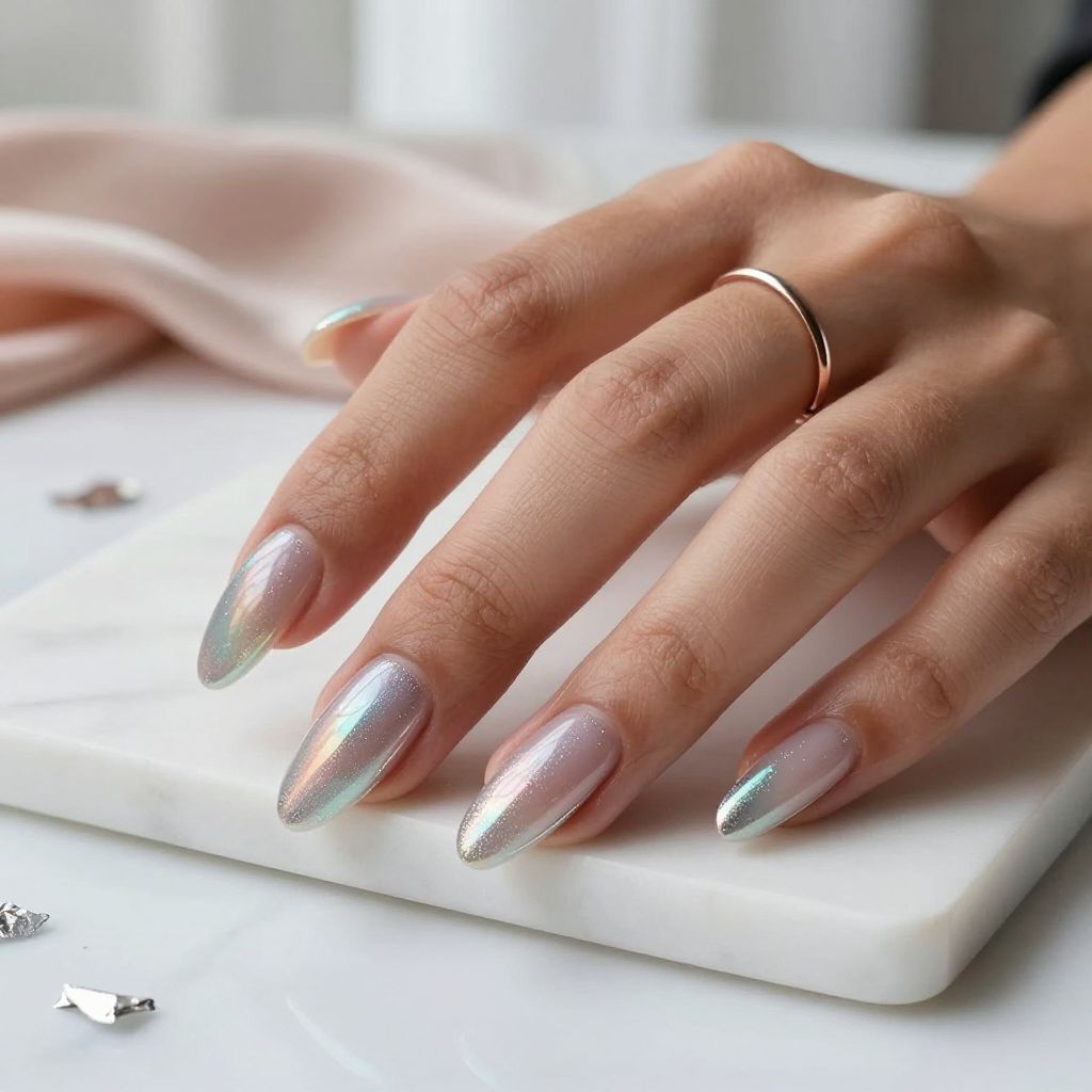 Silver Holographic Nails