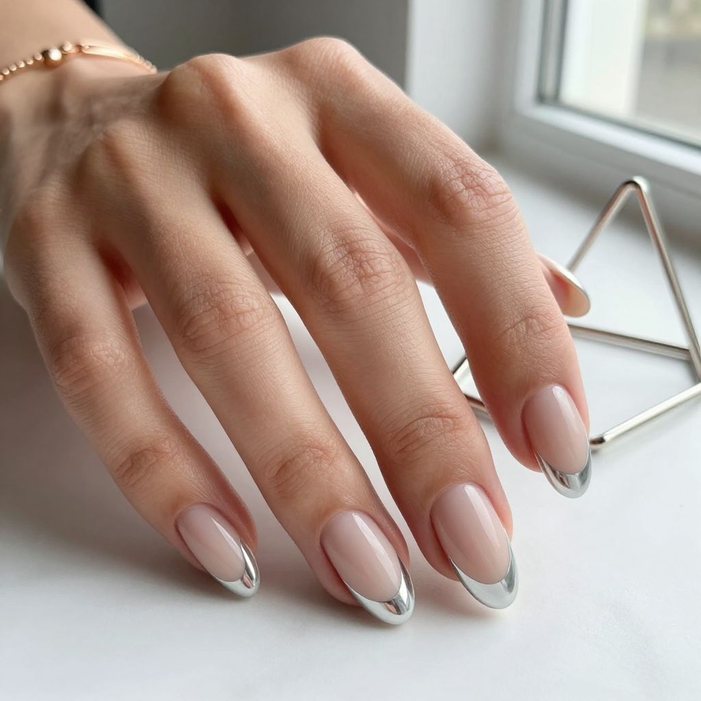 Silver Negative Space Nails