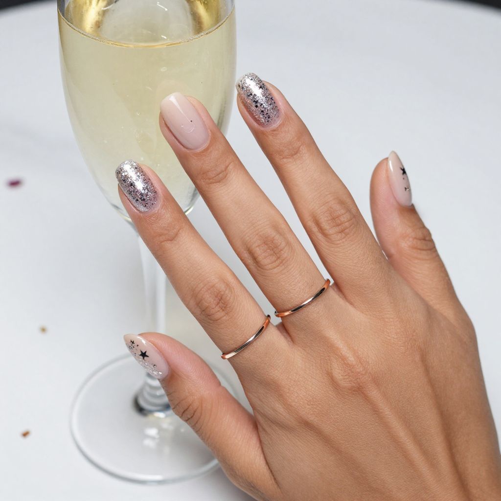 Silver Glitter Gel Nails