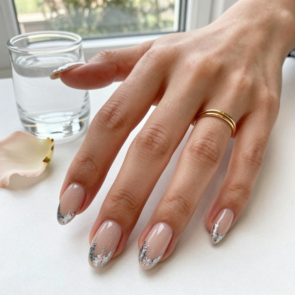 Silver Foil Accent Nails