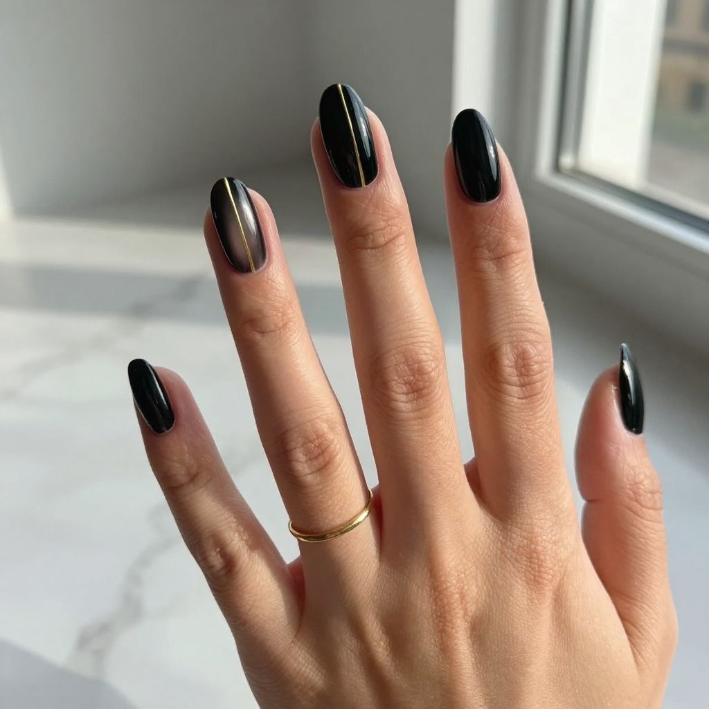 Black with Metallic Accent Line