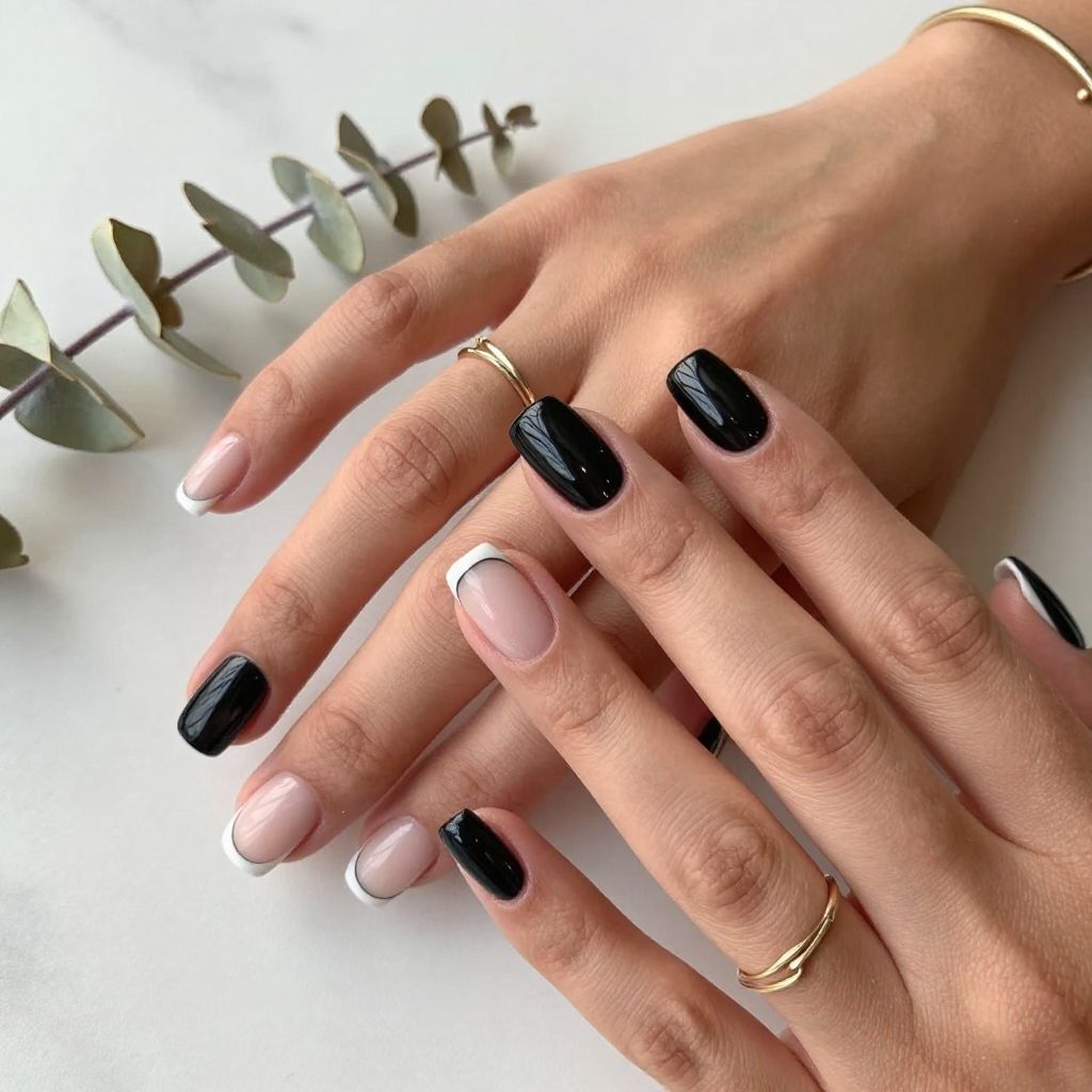 Black with French Tip Reverse