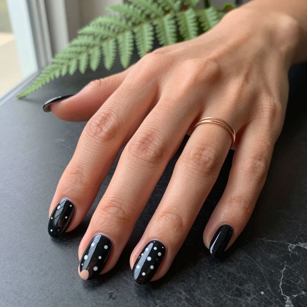 Black with Minimalist Dot Details