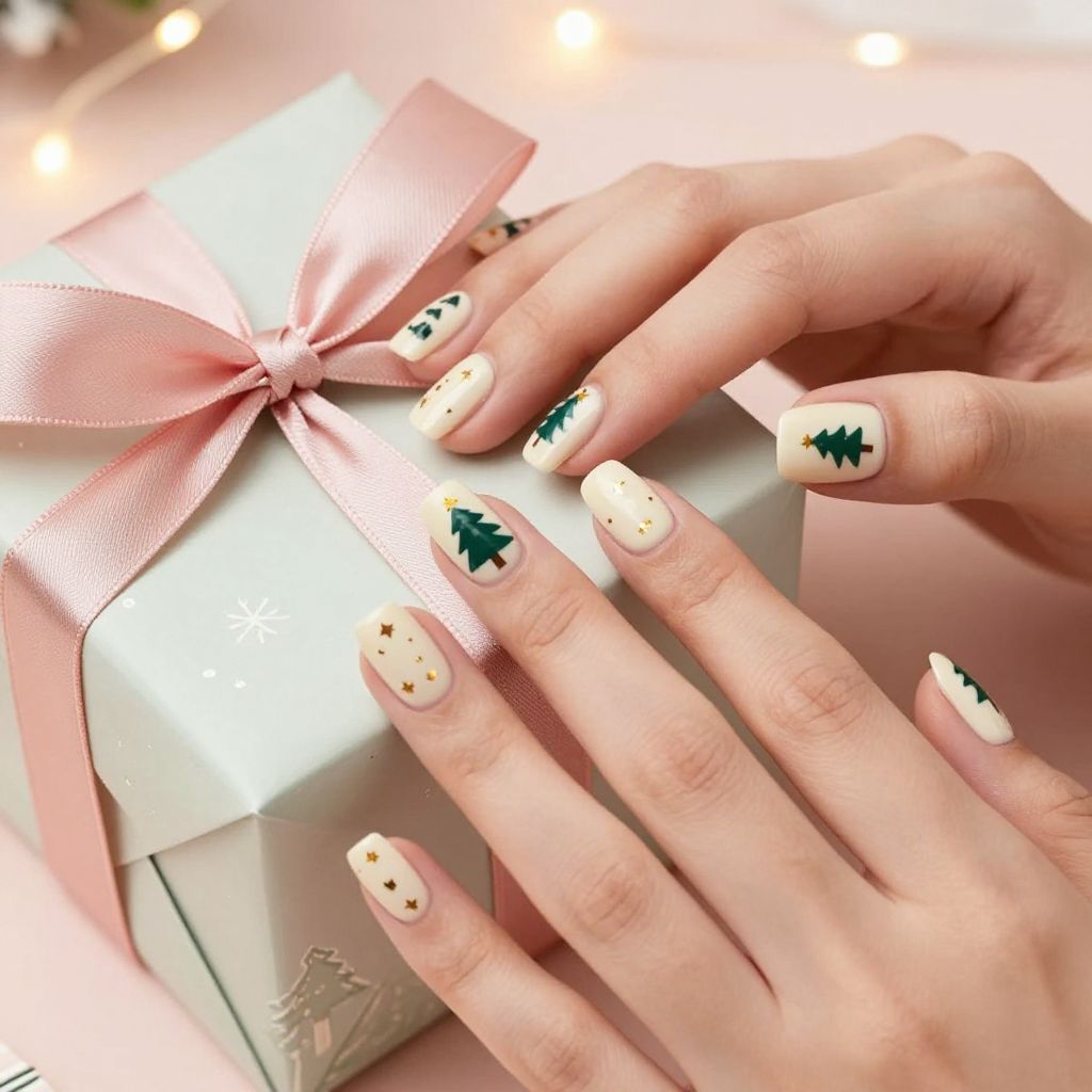 Simple Christmas nail idea 8