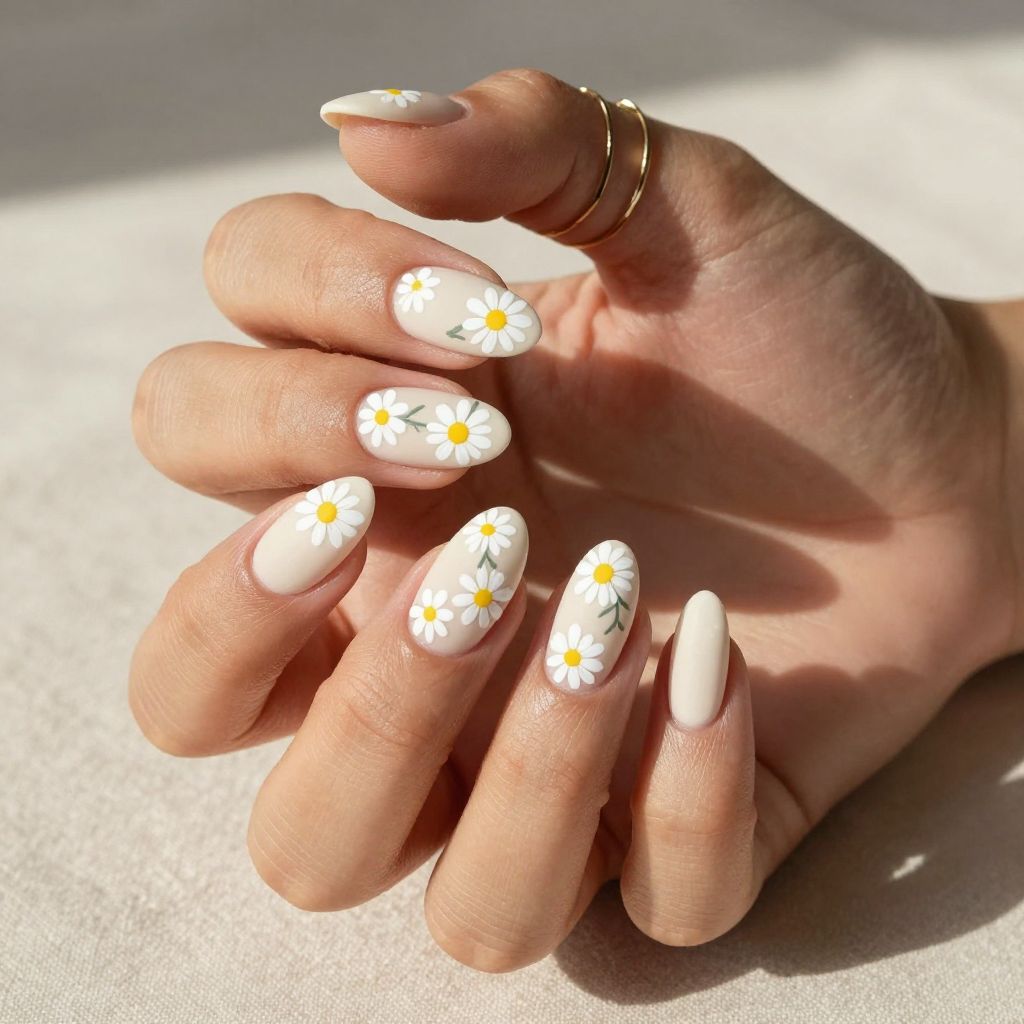Daisy Chain Cream Nails