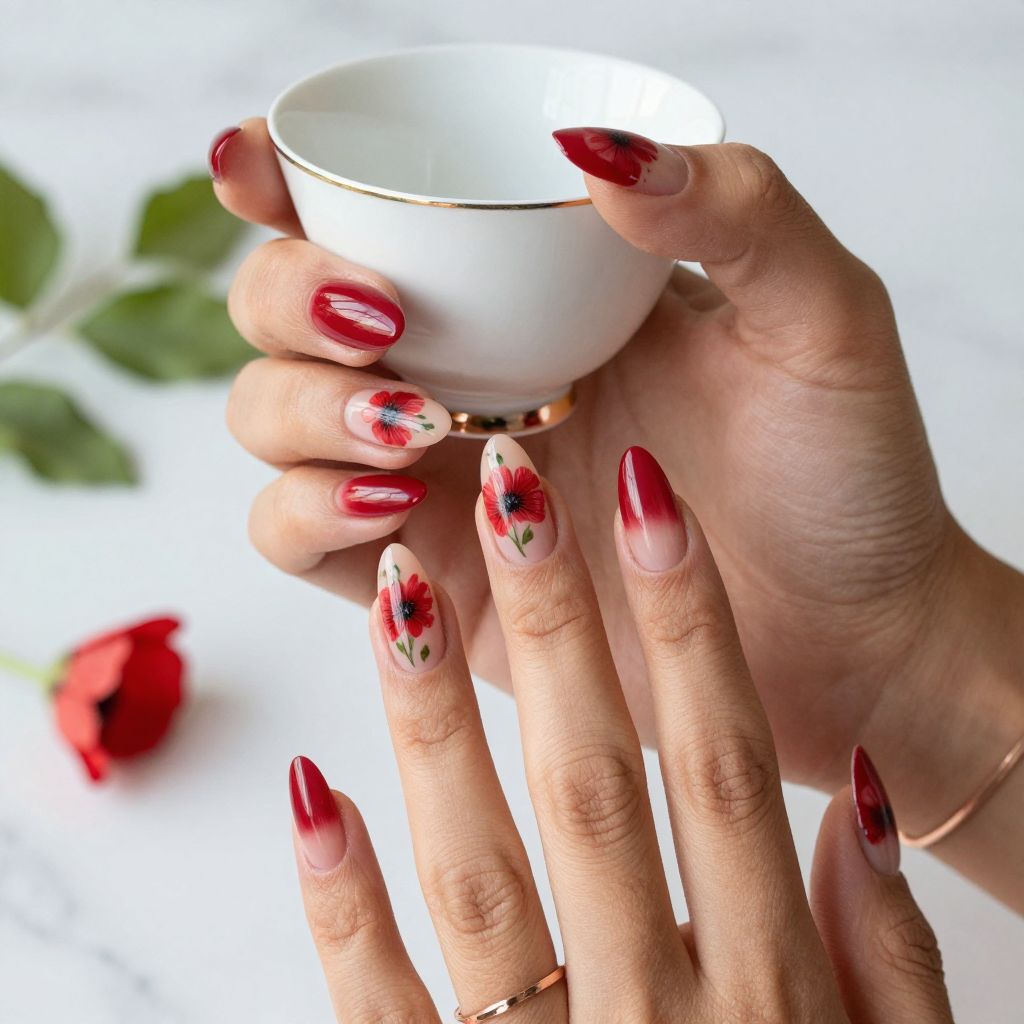 Ombre Poppy Gradient Nails