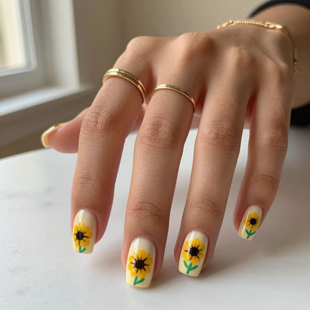 Sunflower Yellow Statement Nails