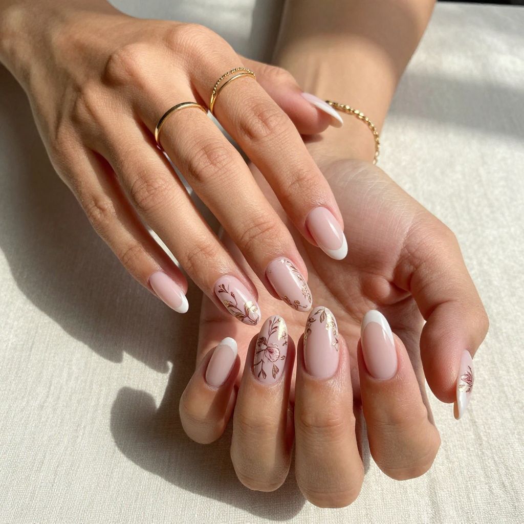 Rose Gold Floral Accents