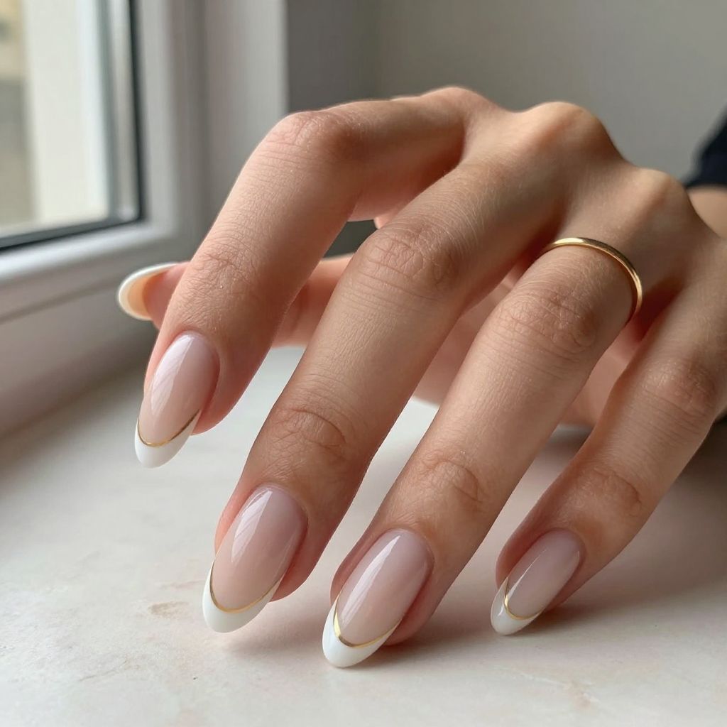 Nude Gradient with White Tips