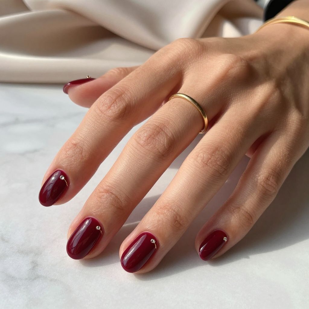 Solid Color Manicure with Jewelry Accents
