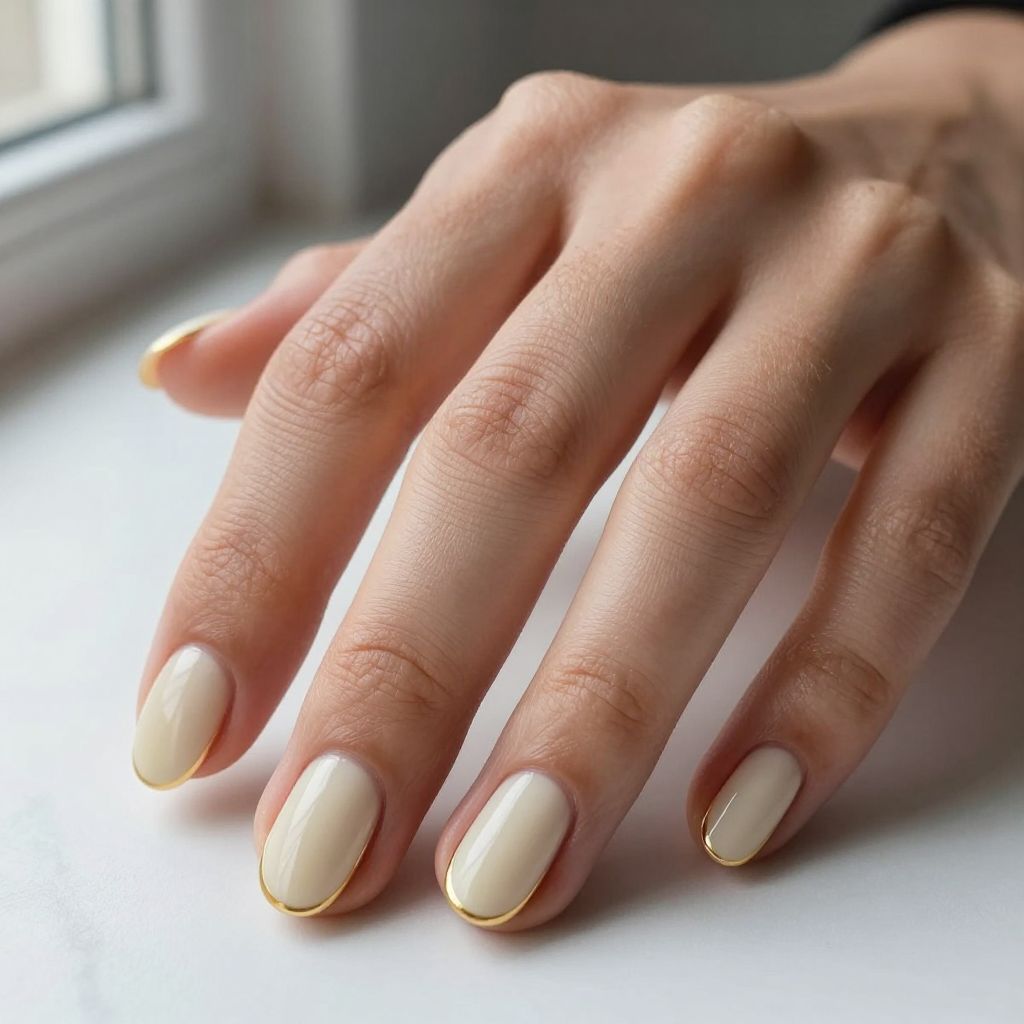 Creamy Ivory with Thin Metallic Outline