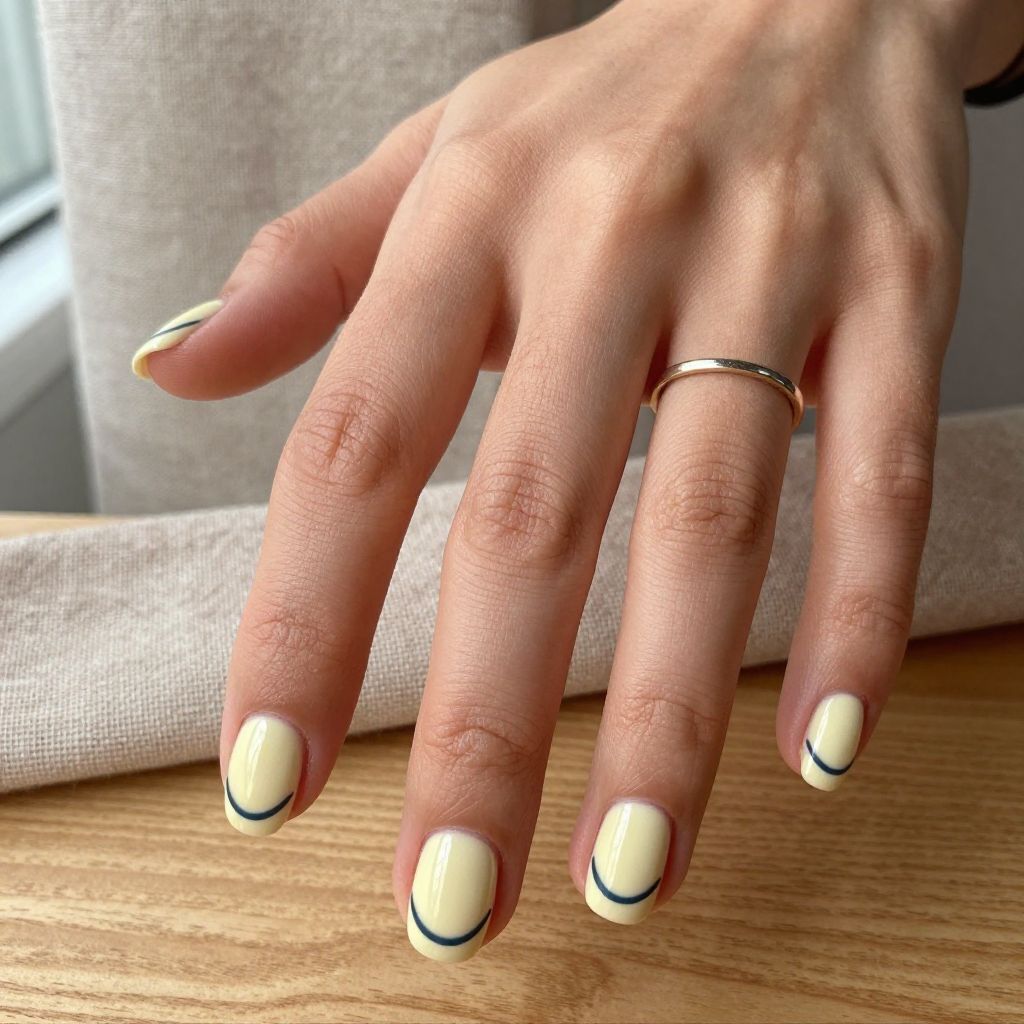 Pale Yellow with Minimalist Smile Line
