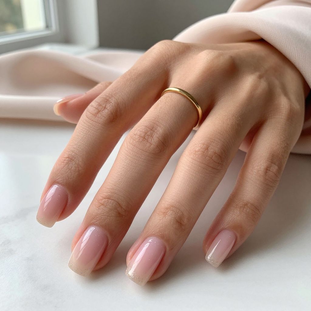 Soft Blush with Nude Ombre Gradient
