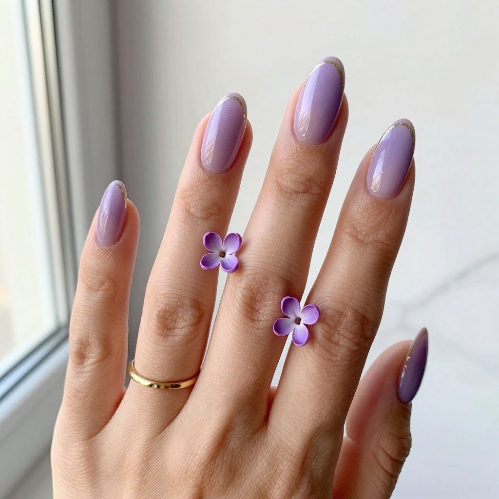 Lilac Ombre with Fine Gold Lines
