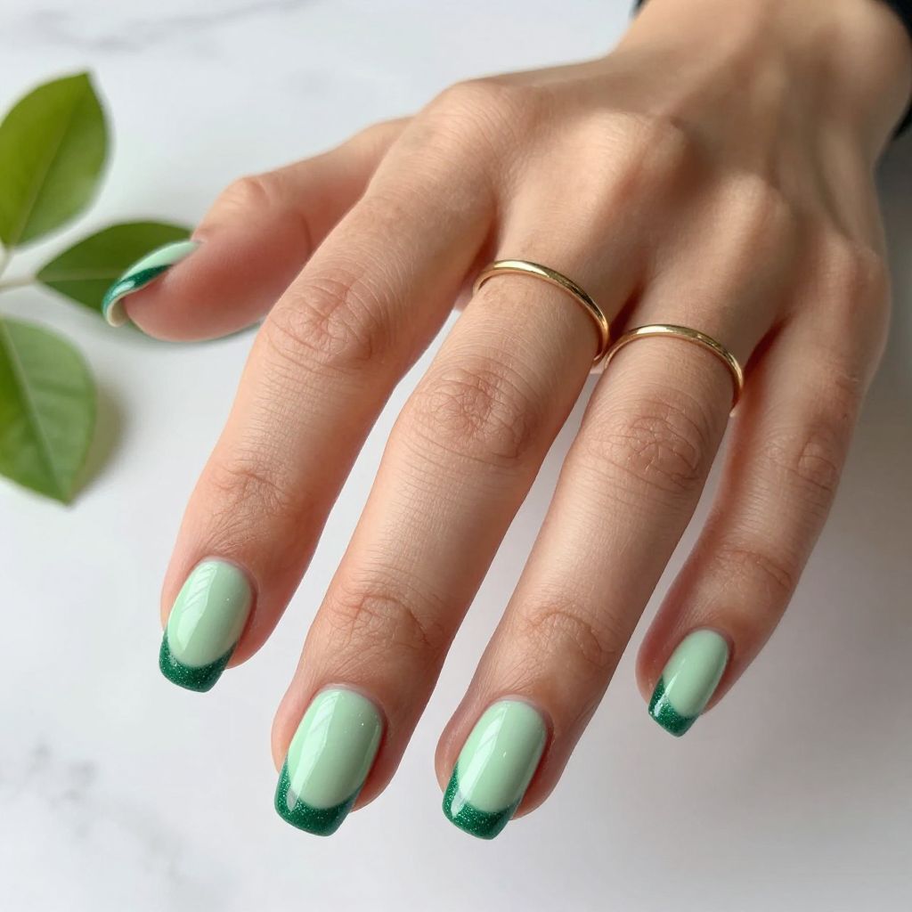 Spring Green Ombre with Glitter Fade