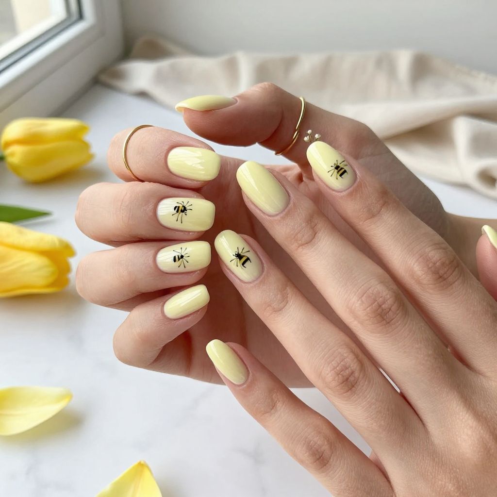 Soft Yellow with Bee Details