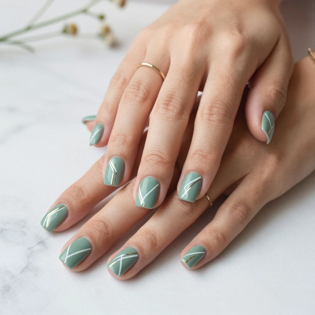 Sage Green with Geometric Patterns
