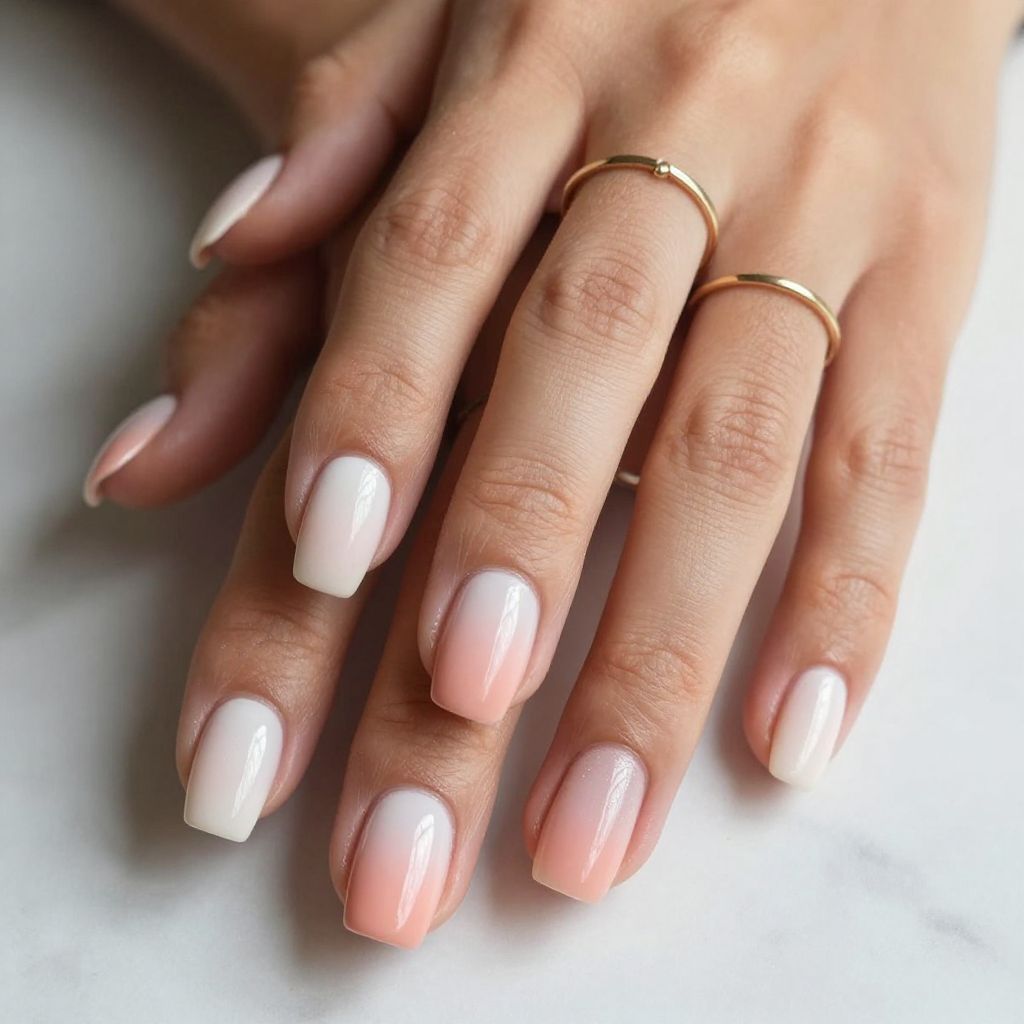 Soft Ombre from White to Peachy Pink