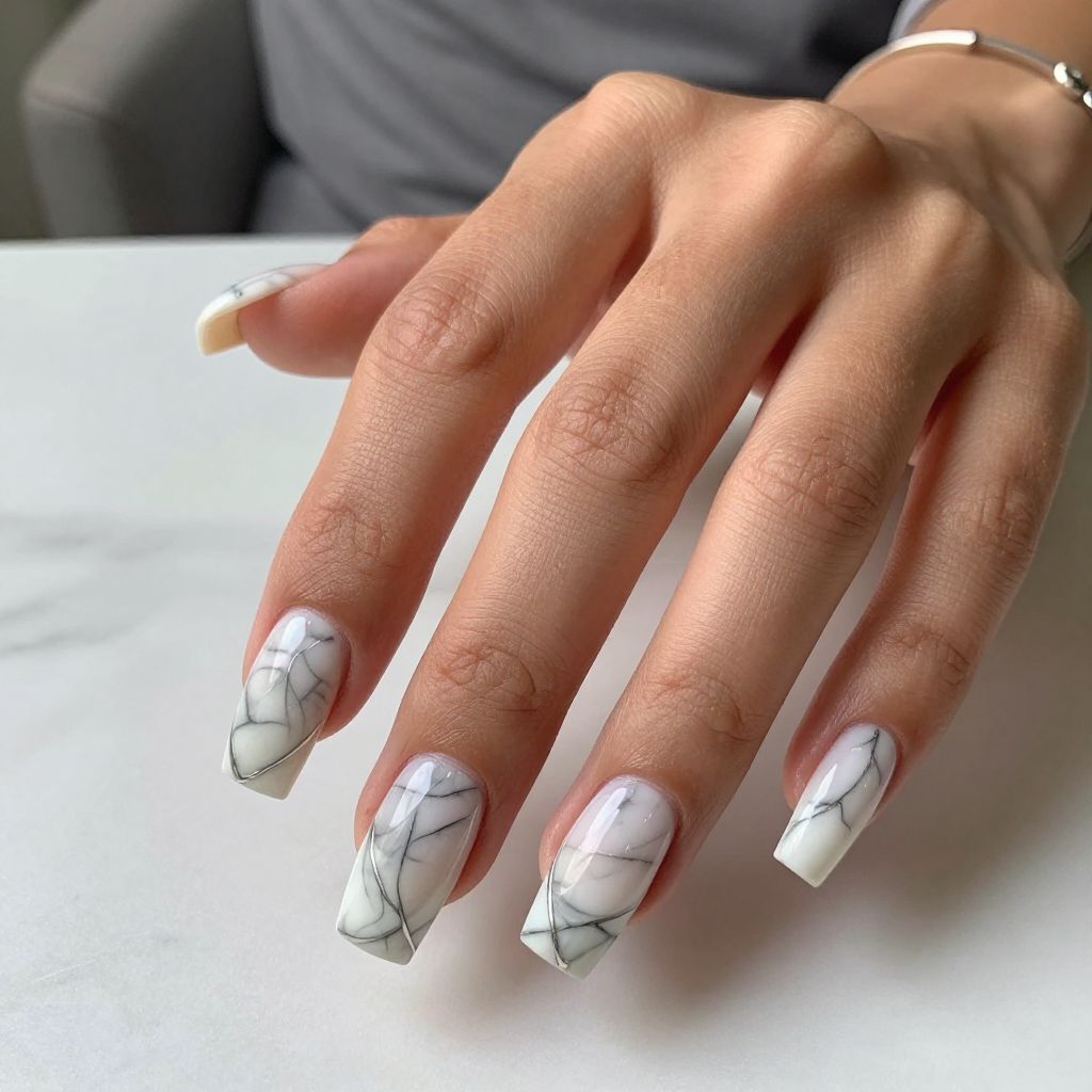 Marble Effect with Swirling Gray and White