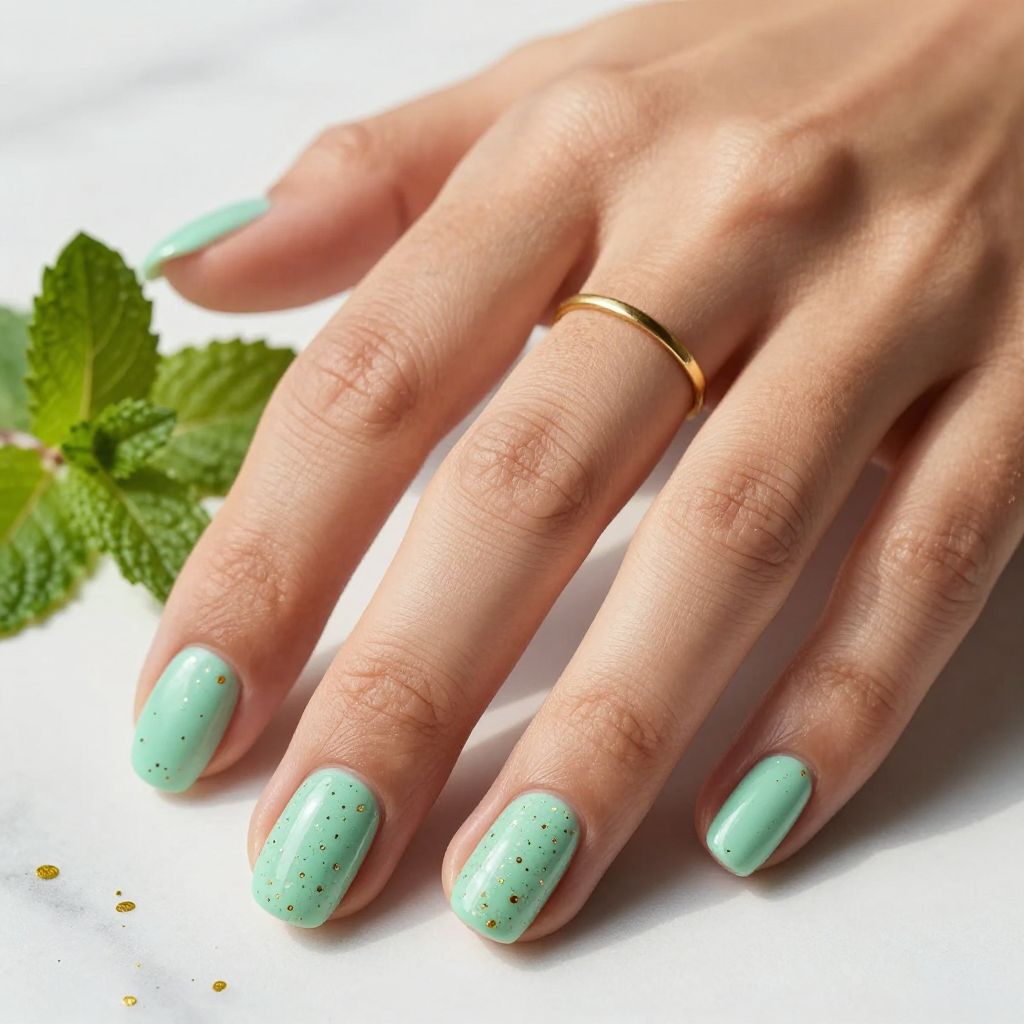 Mint Green with Gold Confetti Specks