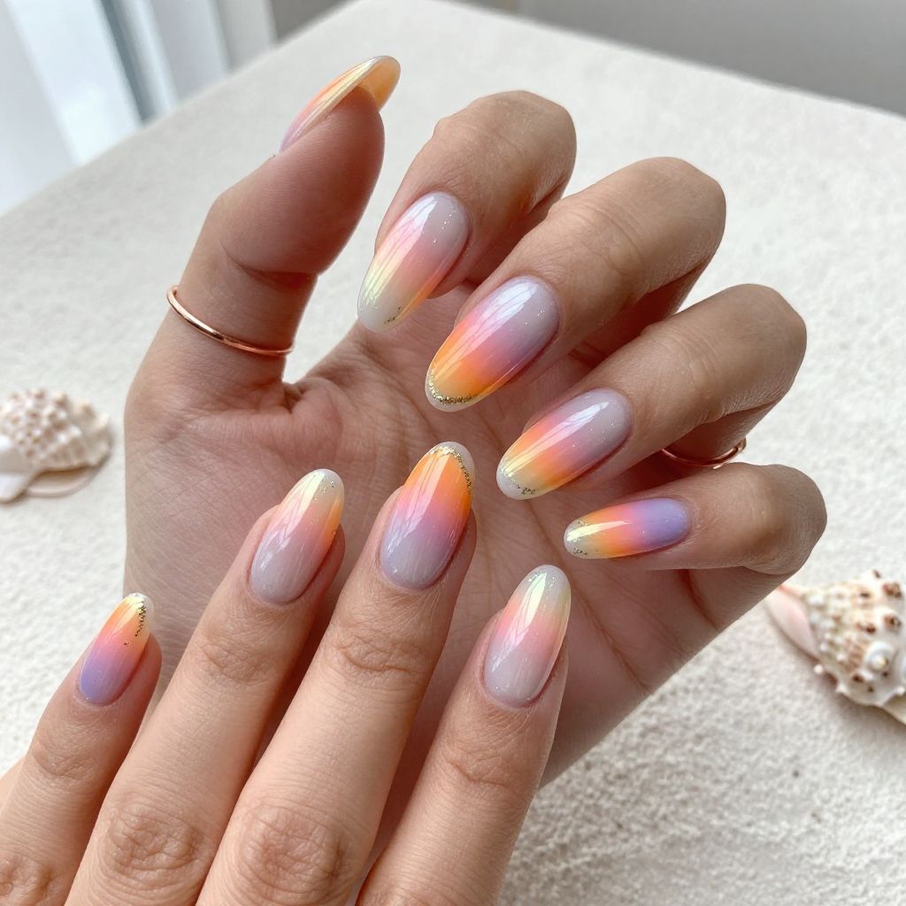 Pearlescent White with Sunset Gradient