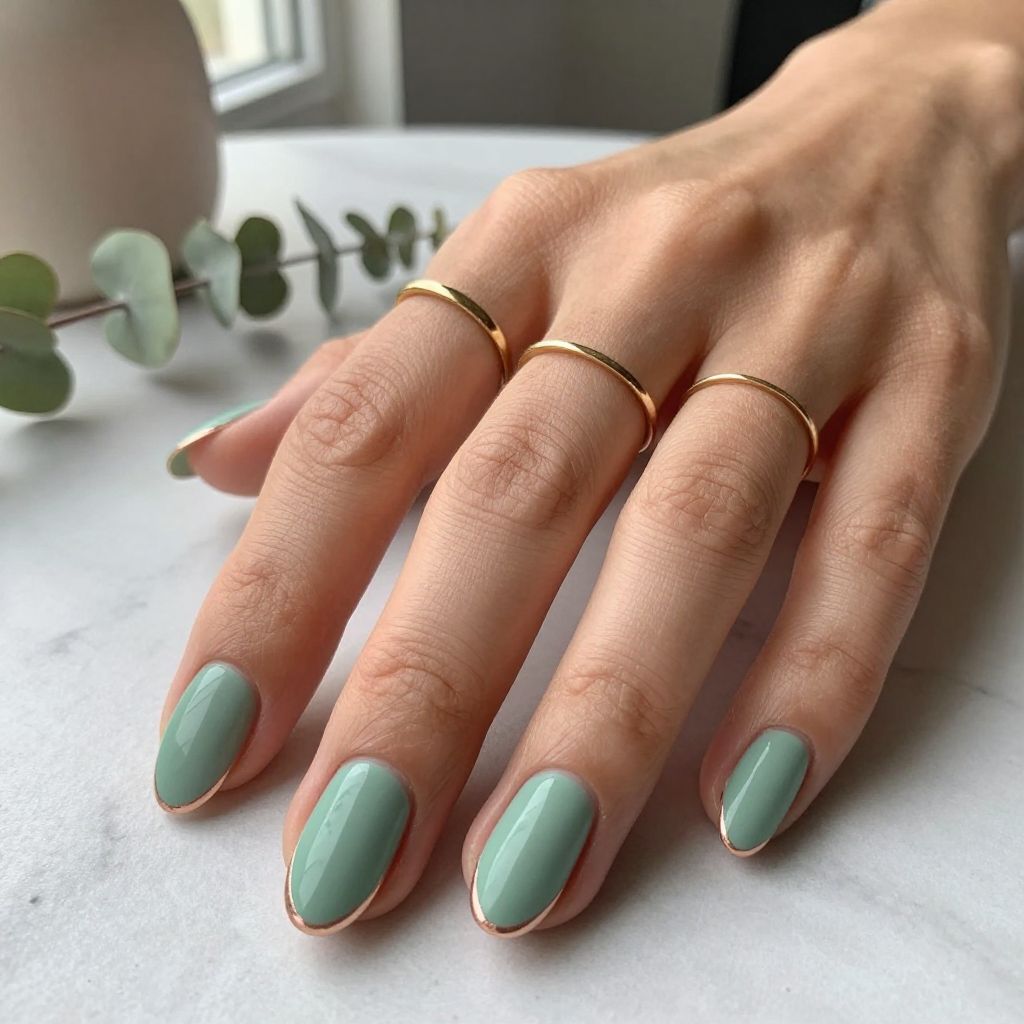 Sage Green with Rose Gold Accent Line