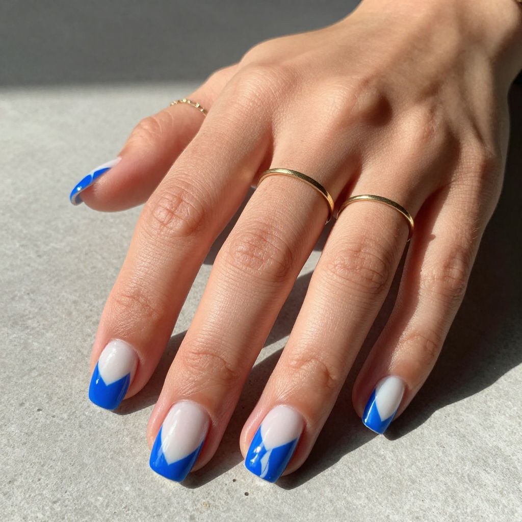 Bright Blue with White Negative Space Design