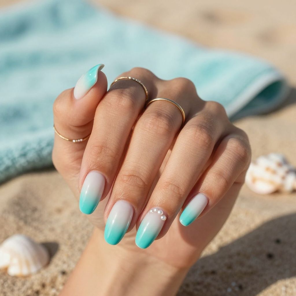 Turquoise and White Ombre
