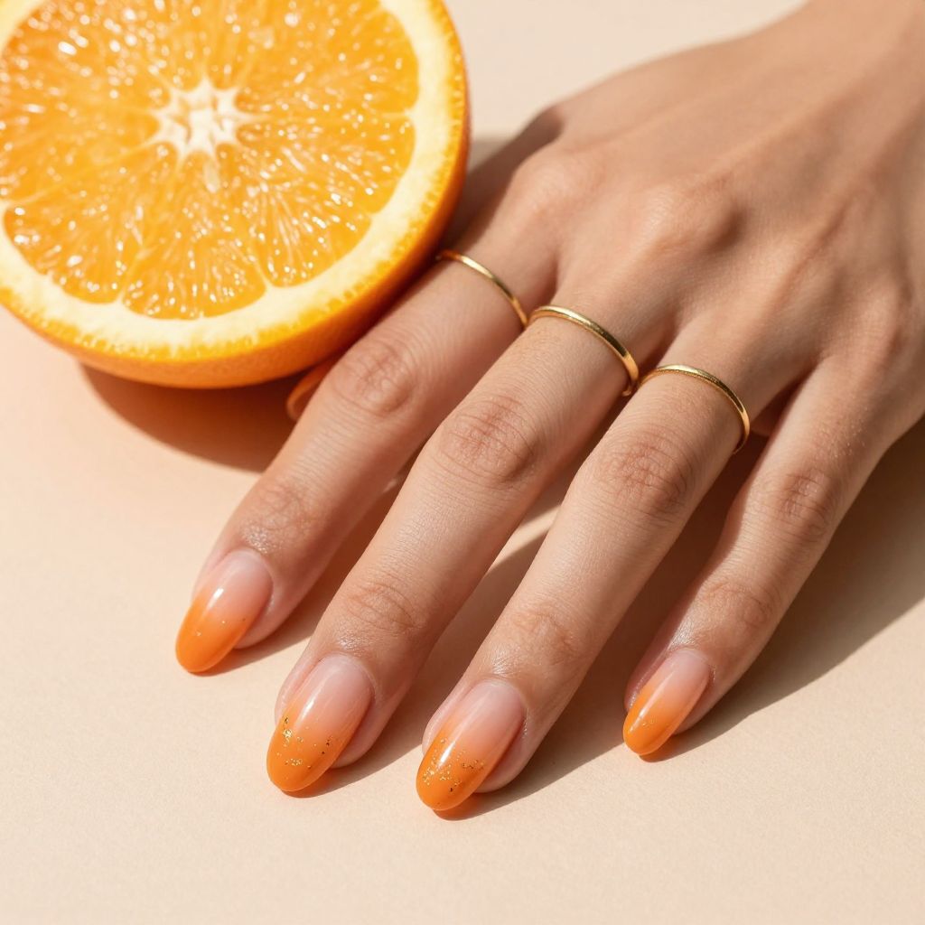 Vibrant Tangerine Ombre Nails