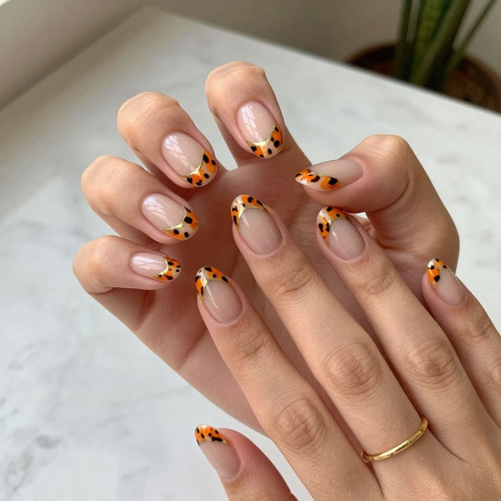 Orange Leopard Print on Nude Base