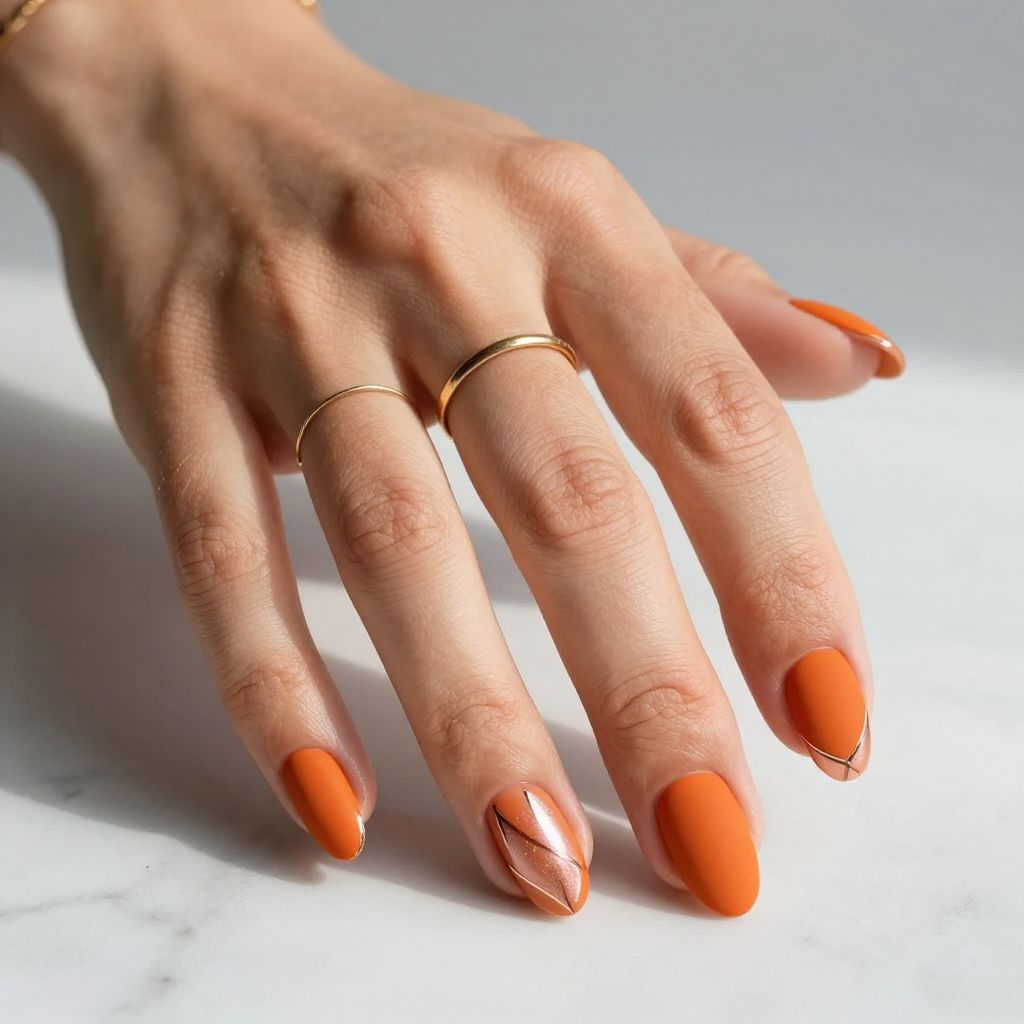 Matte Orange with Glossy Metallic Accents