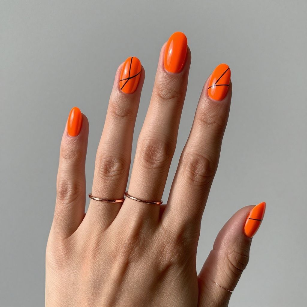 Neon Orange with Black Geometric Lines