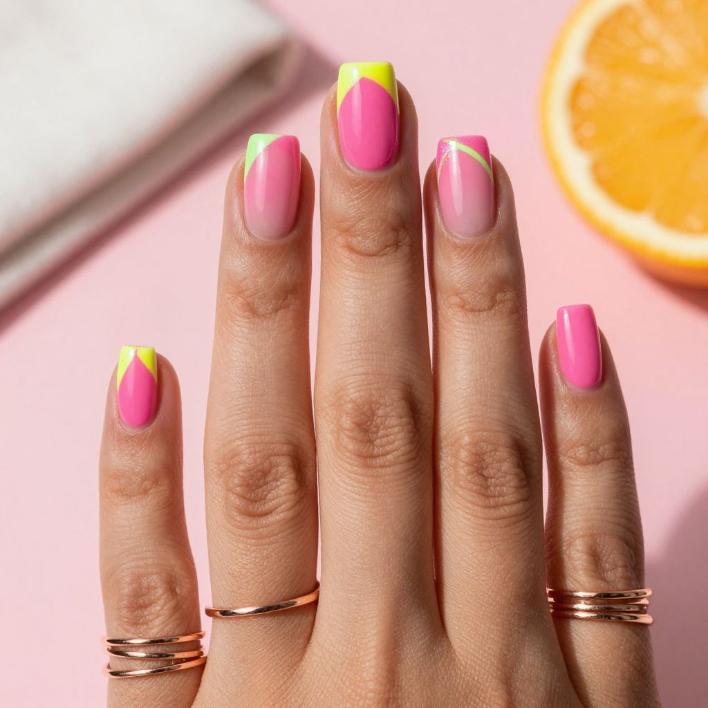Summer pink nail design 4