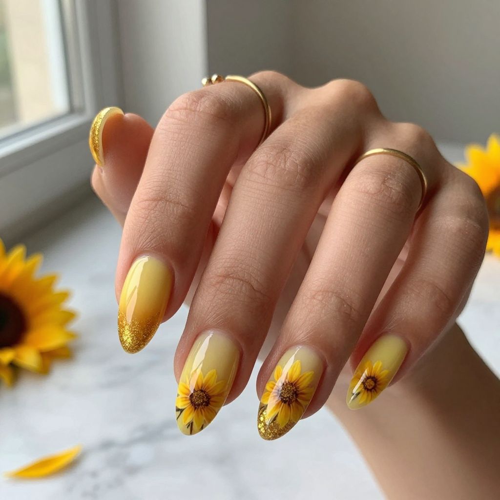Sunflower Nail Designs 15