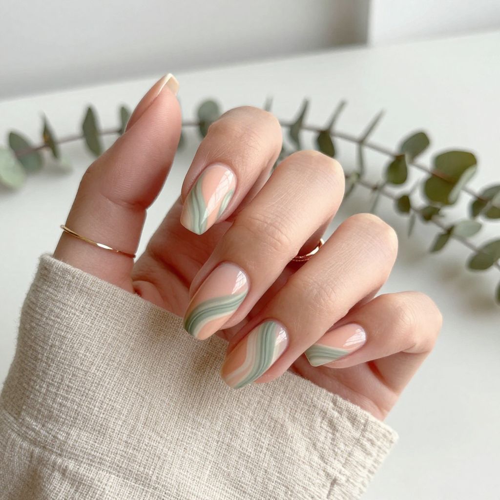 Peach and Sage Green Swirls