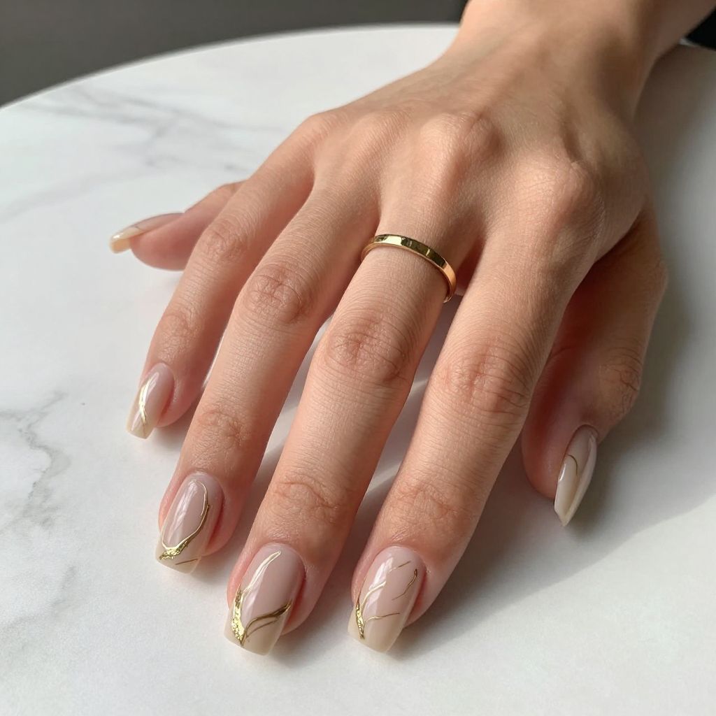 Gold and Nude Marble Swirls