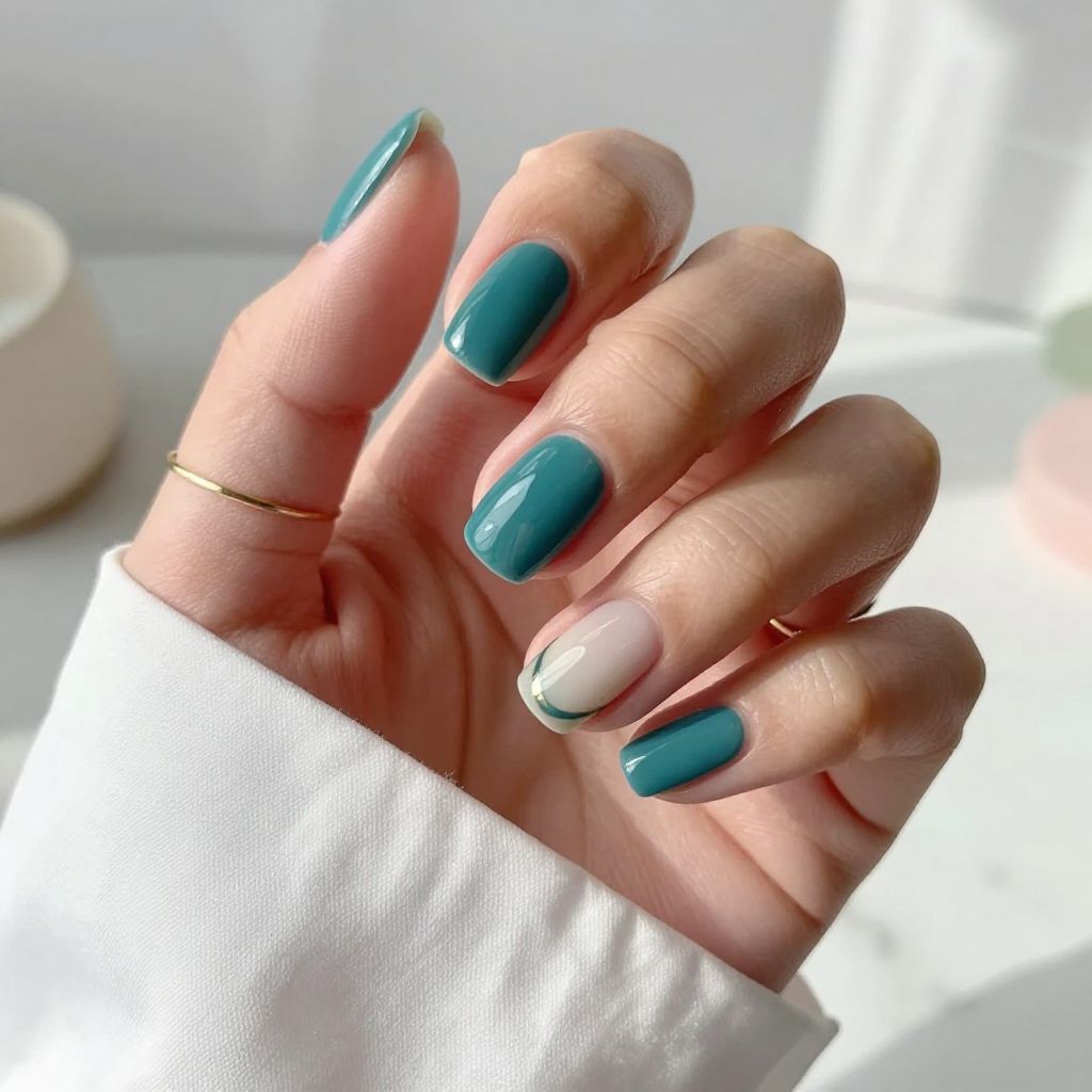Teal nail design 1