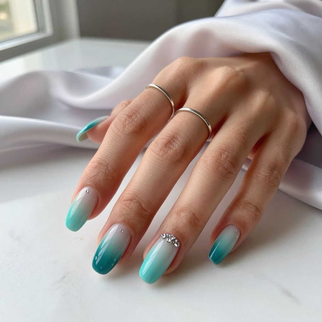 Teal nail design 11