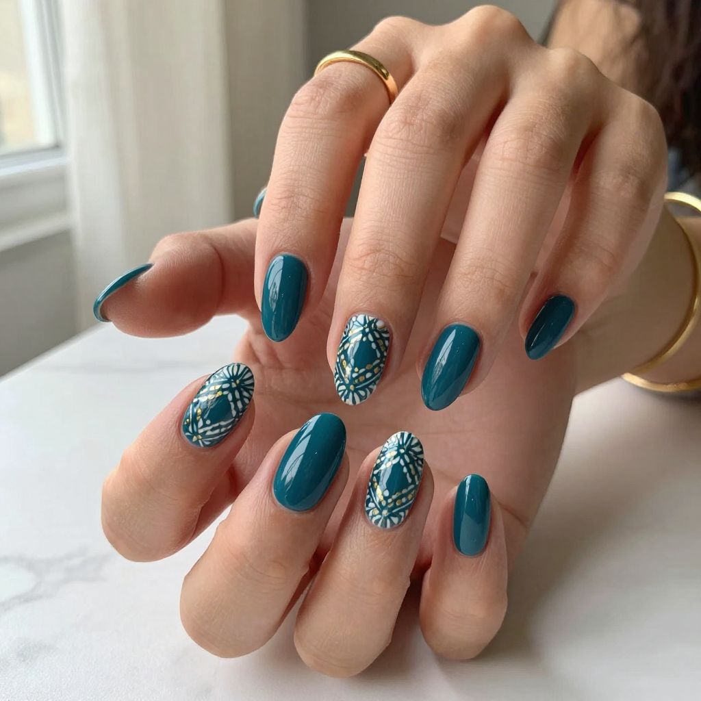 Teal nail design 15