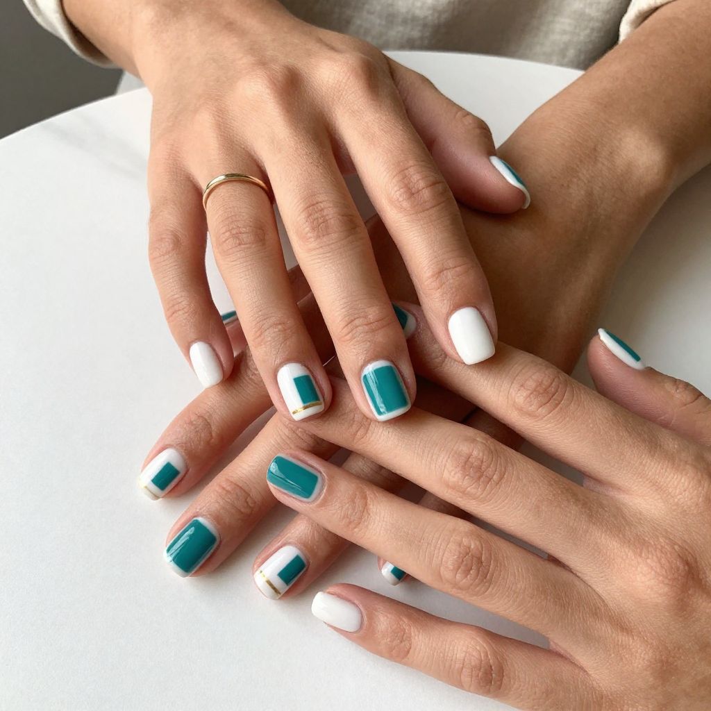 Teal nail design 3