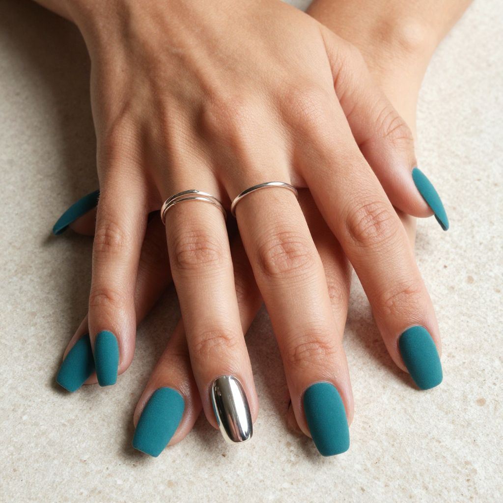 Teal nail design 4