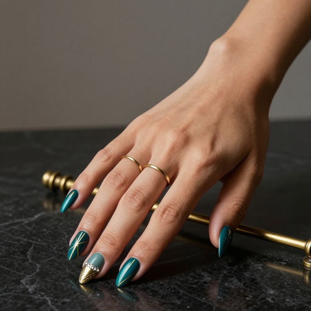 Teal nail design 5