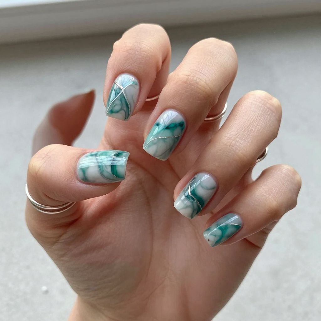 Teal nail design 6
