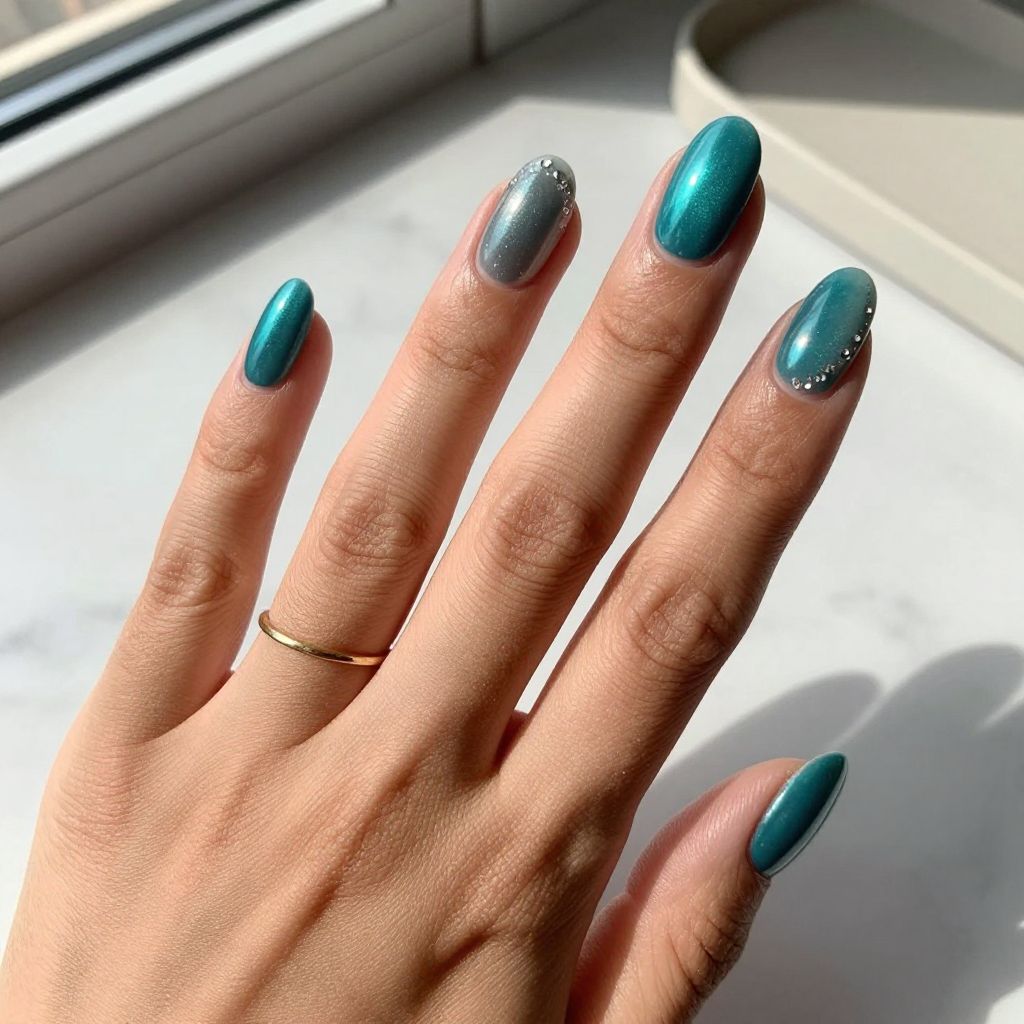 Teal nail design 9