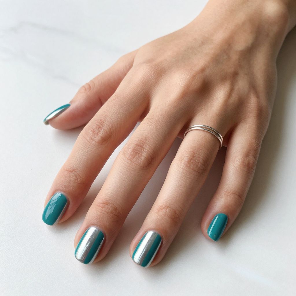 Teal nail design 8