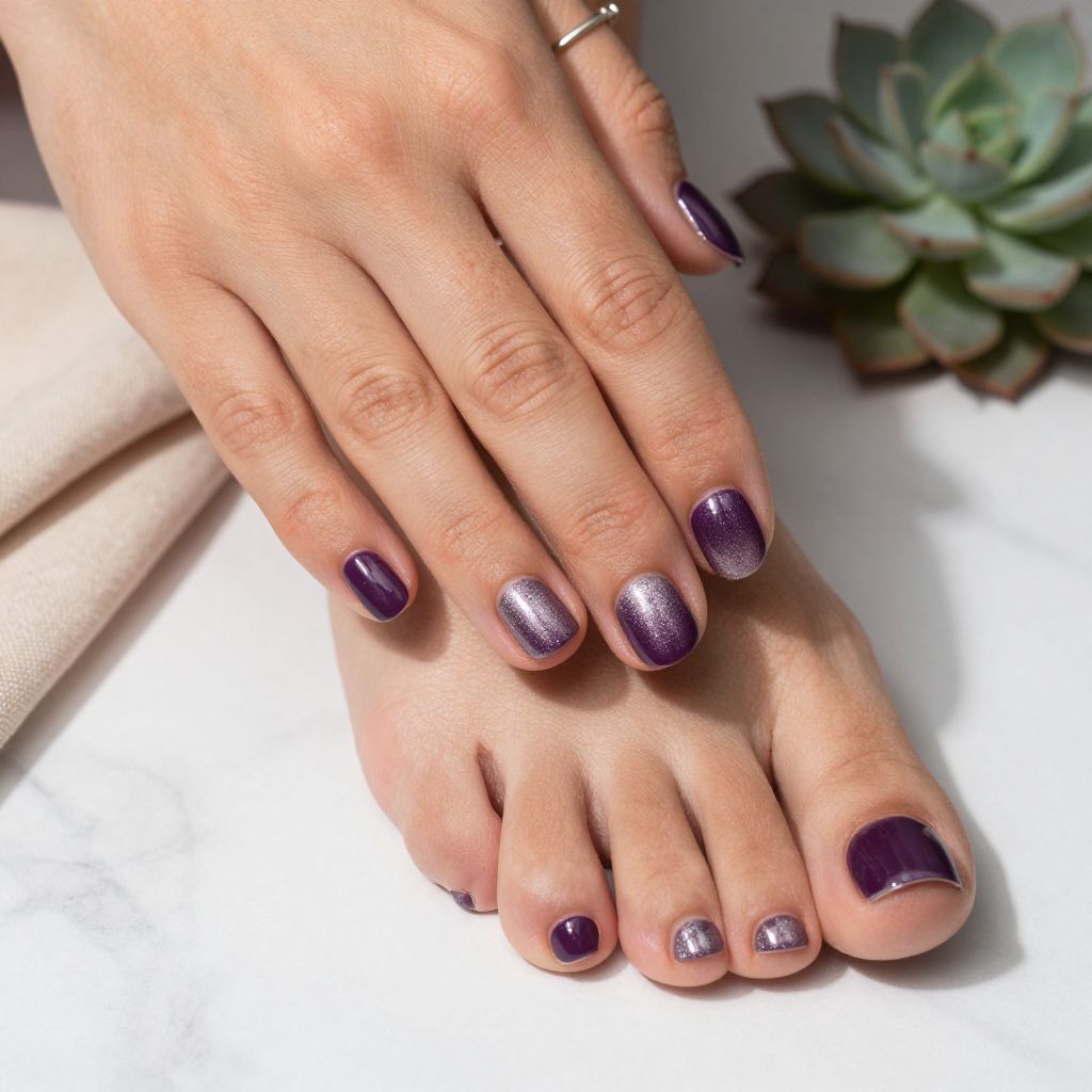 Deep Plum with Silver Sparkle Tips