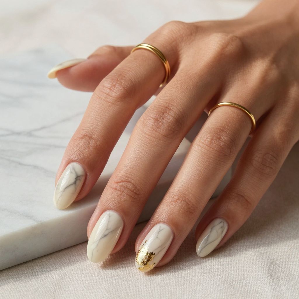 Soft Marble Almond Nails