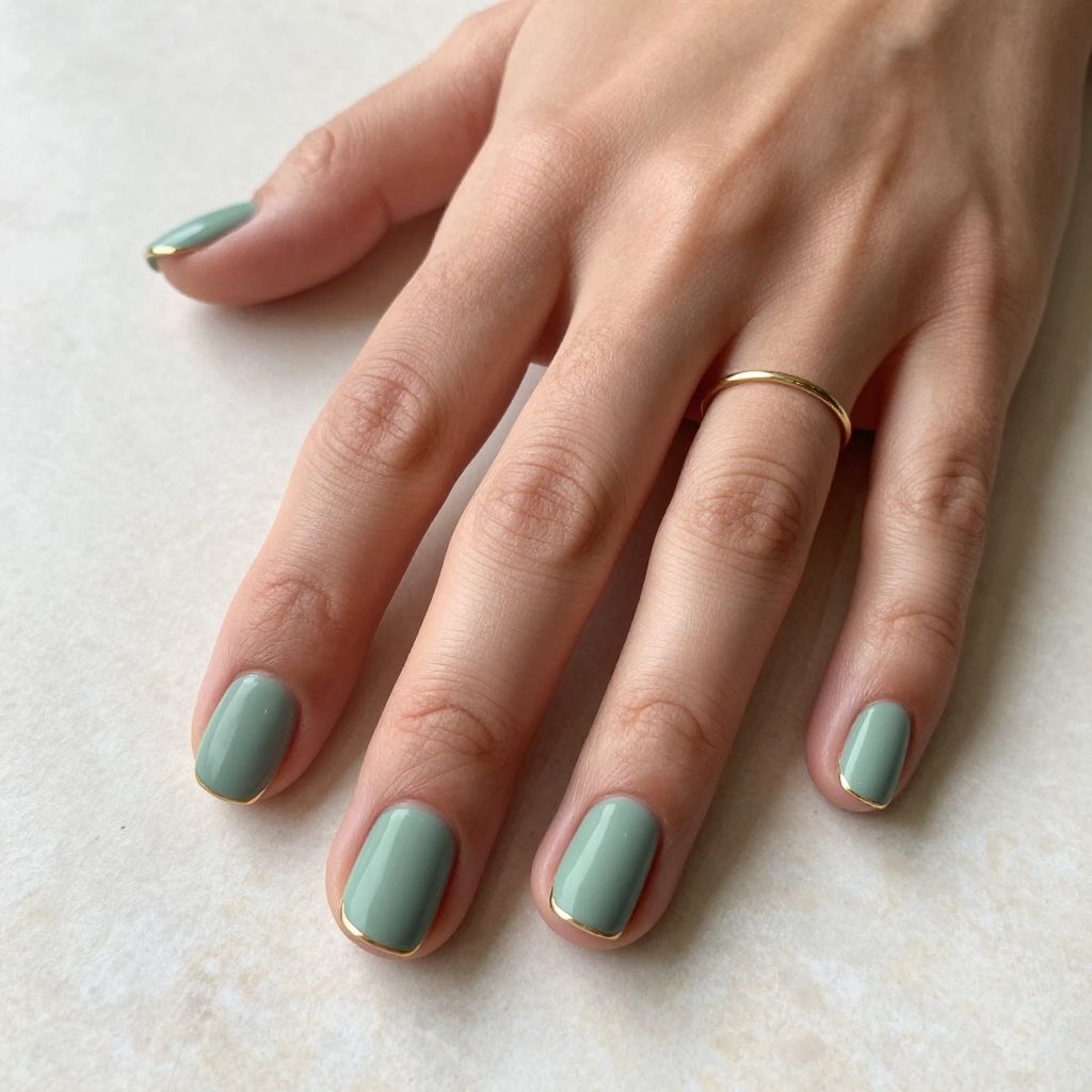 Soft Sage Green Matte Square Nails
