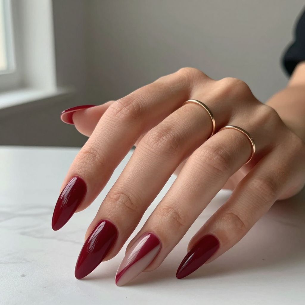 Classic Red Wine Stiletto Nails